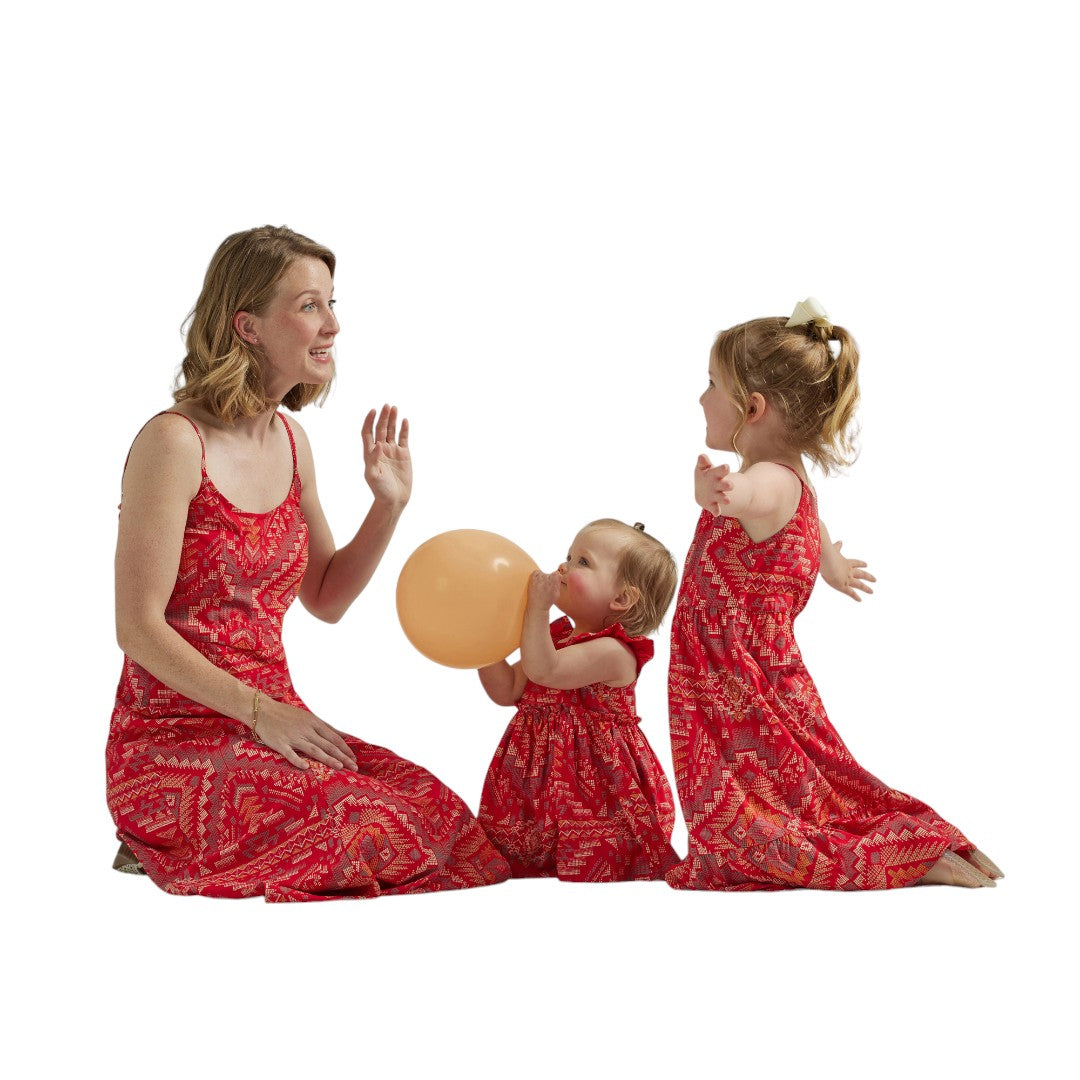 WRANGLER WEST GIRL AZTEC PRINT RED DRESS