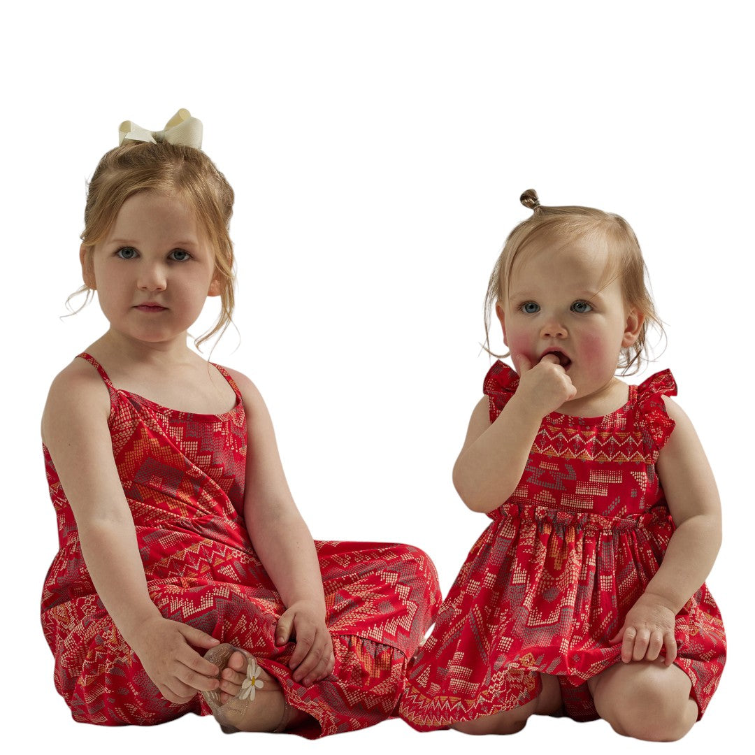 WRANGLER WEST GIRL AZTEC PRINT RED DRESS