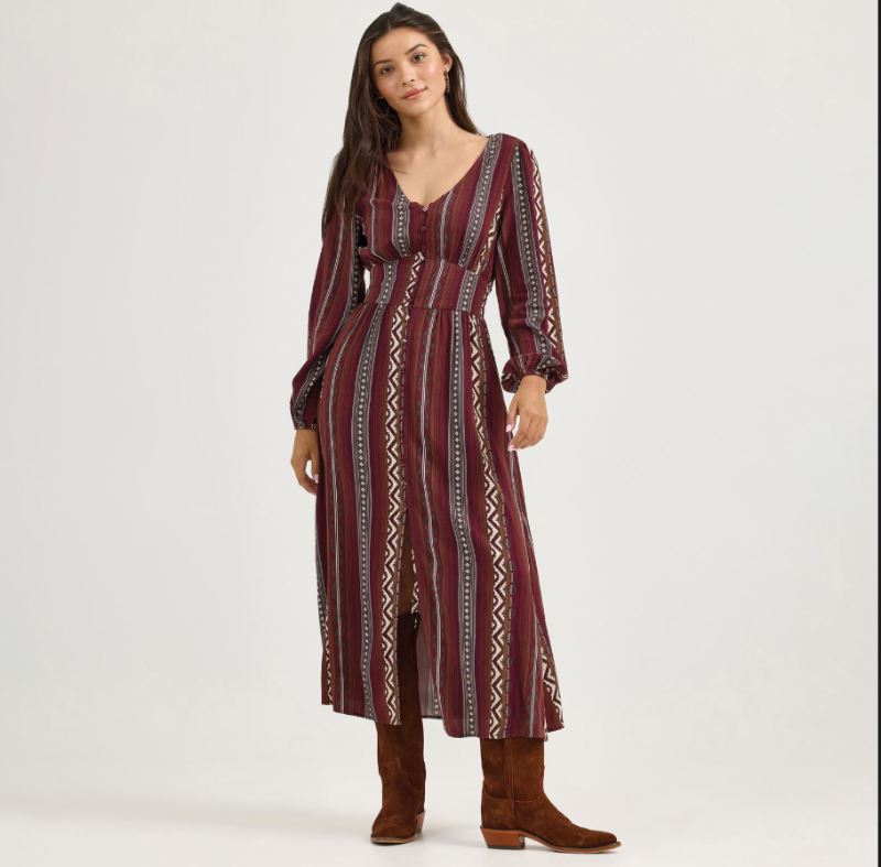 WRANGLER L/S AZTEC MAXI DRESS