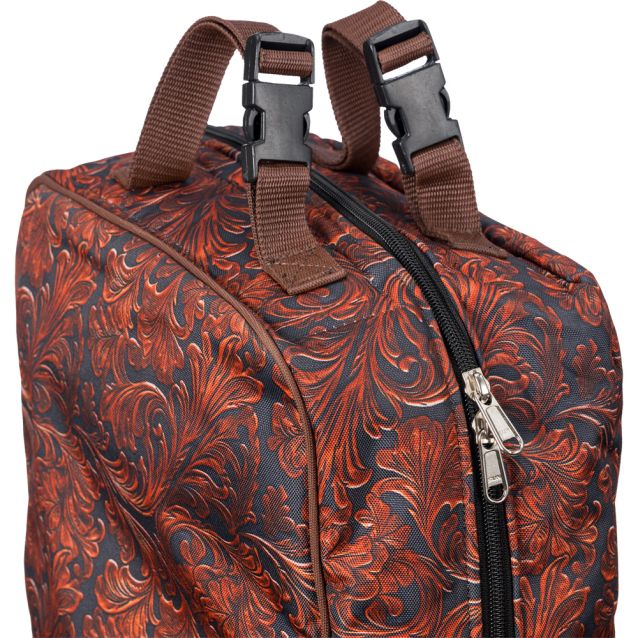 TOOLED LEATHER PRINTED DOUBLE SIDED HALTER/BRIDLE BAG