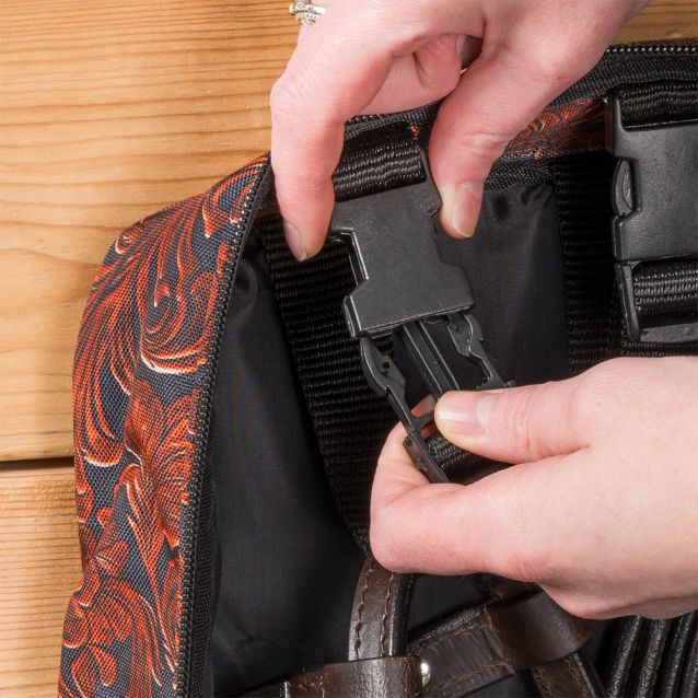 TOOLED LEATHER PRINTED DOUBLE SIDED HALTER/BRIDLE BAG