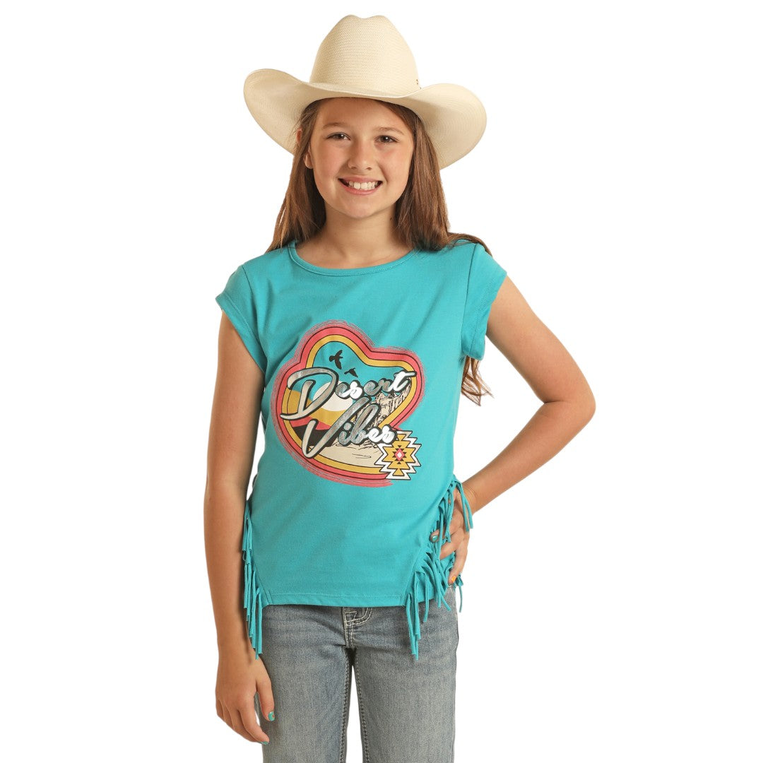 Rock N Roll GIRLS GRAPHIC TEE WITH FRINGE