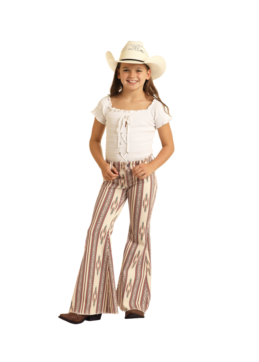 ROCK N ROLL GIRLS AZTEC PRINT BUTTON FLARE