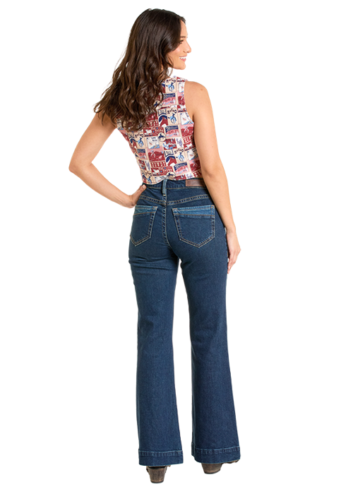 ROCK&ROLL LADIES DENIM RETRO PATTERNED VEST