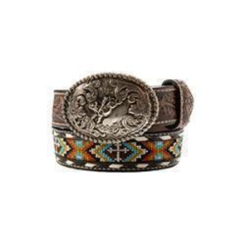 NACONA YOUTH BELT CROSS EMBROIDERY RUST