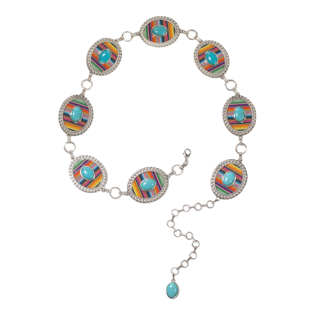 NOCONA LADIES BELT SERAPE TURQUOISE CHAIN MULTICOLOR