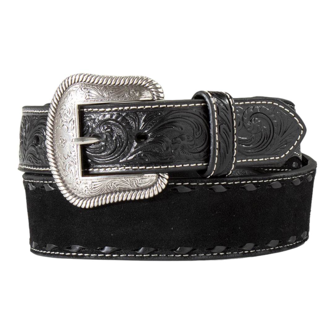 NOCONA MENS BELT 1 7/8" - 1 1/2" ROUGHOUT BUCK LACING BLACK