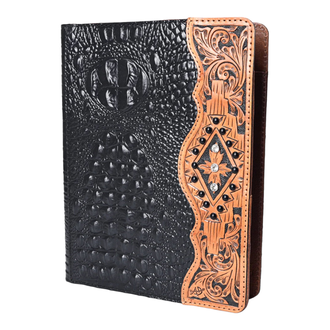 AMERICAN DARLING CROCODILE EMBOSSED PORTFOLIO COVER - BLACK