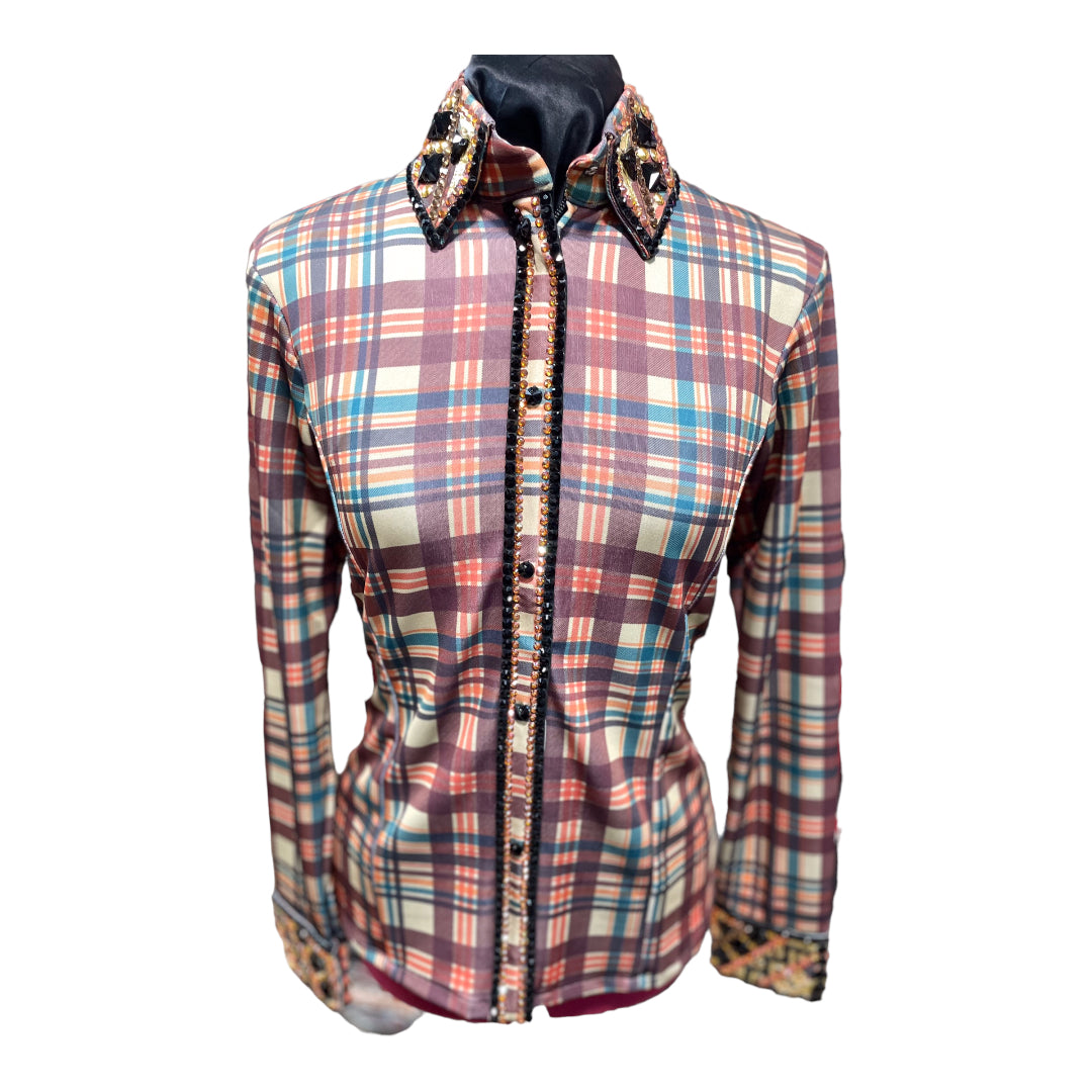 Copper Bling Plaid Show Shirt