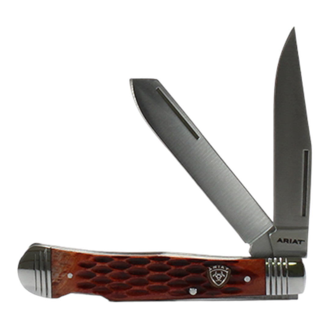 ARIAT FOLDING LARGE KNIFE 4 1/8'' MUSKRAT BROWN