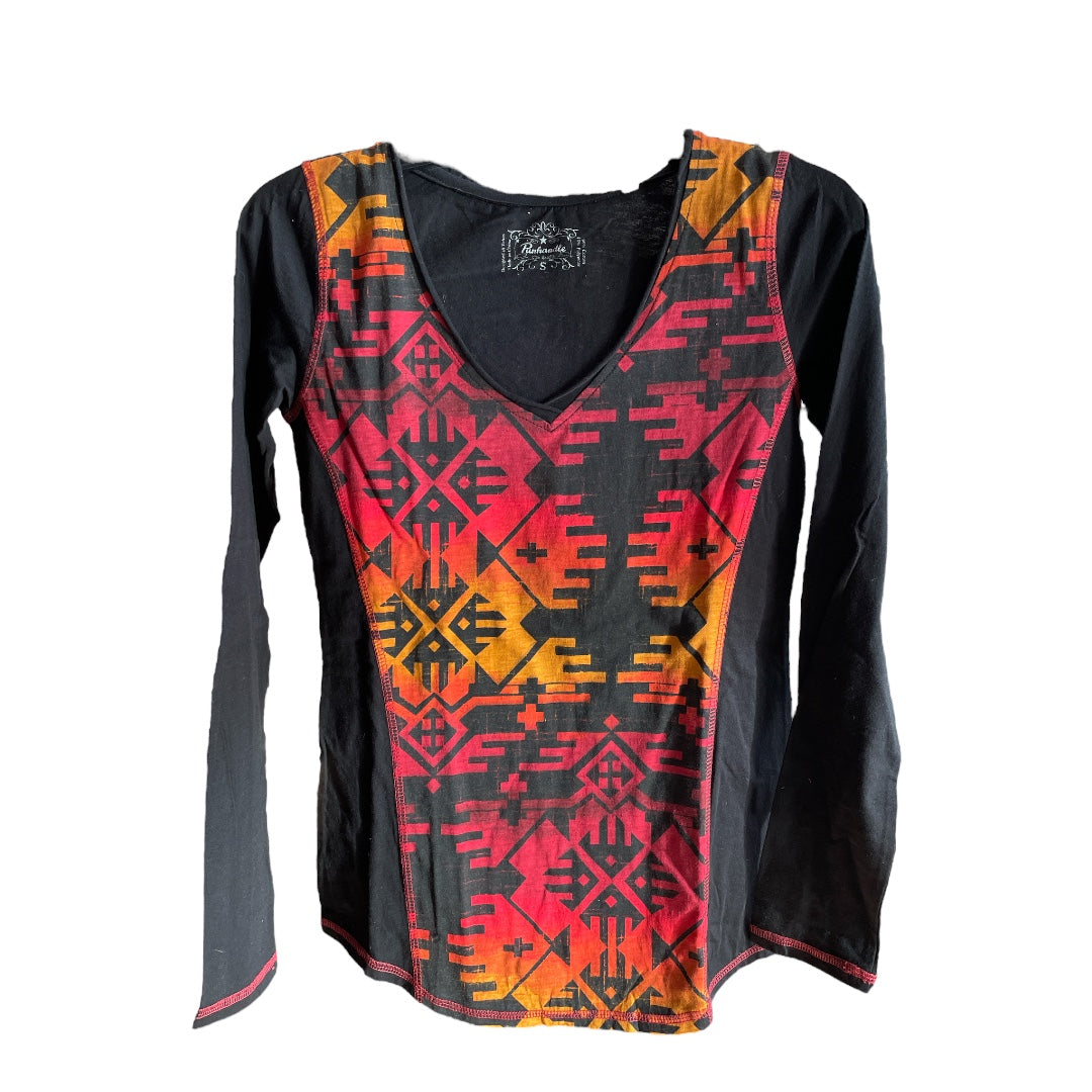 ROCK N ROLL LONG SLEEVE LADIES TEE AZTEC