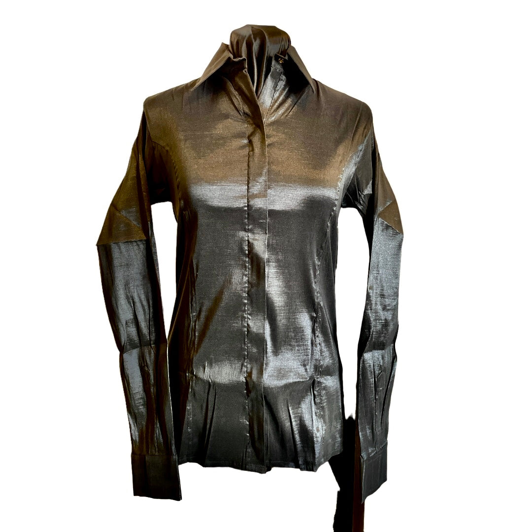 Stretch Taffeta Zip Up Show Shirt