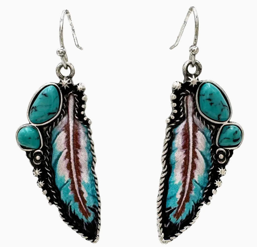 Native Indian Feathers Dangle Earrings
