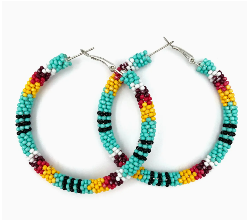 Southwestern Seed Bead Hoop Earrings