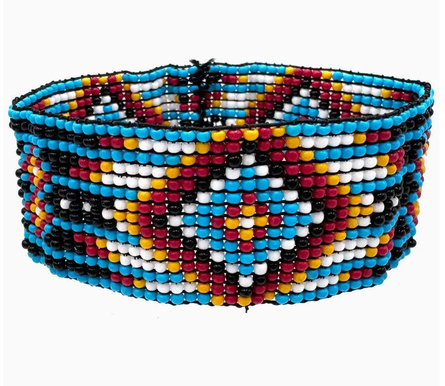 Western Native Turquoise Seed Bead Stretch Bracelet