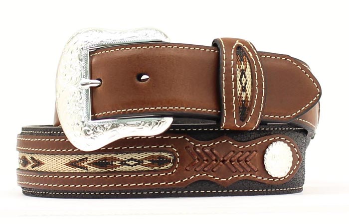 NOCONA MENS BELT 1 1/2" FABRIC INSET