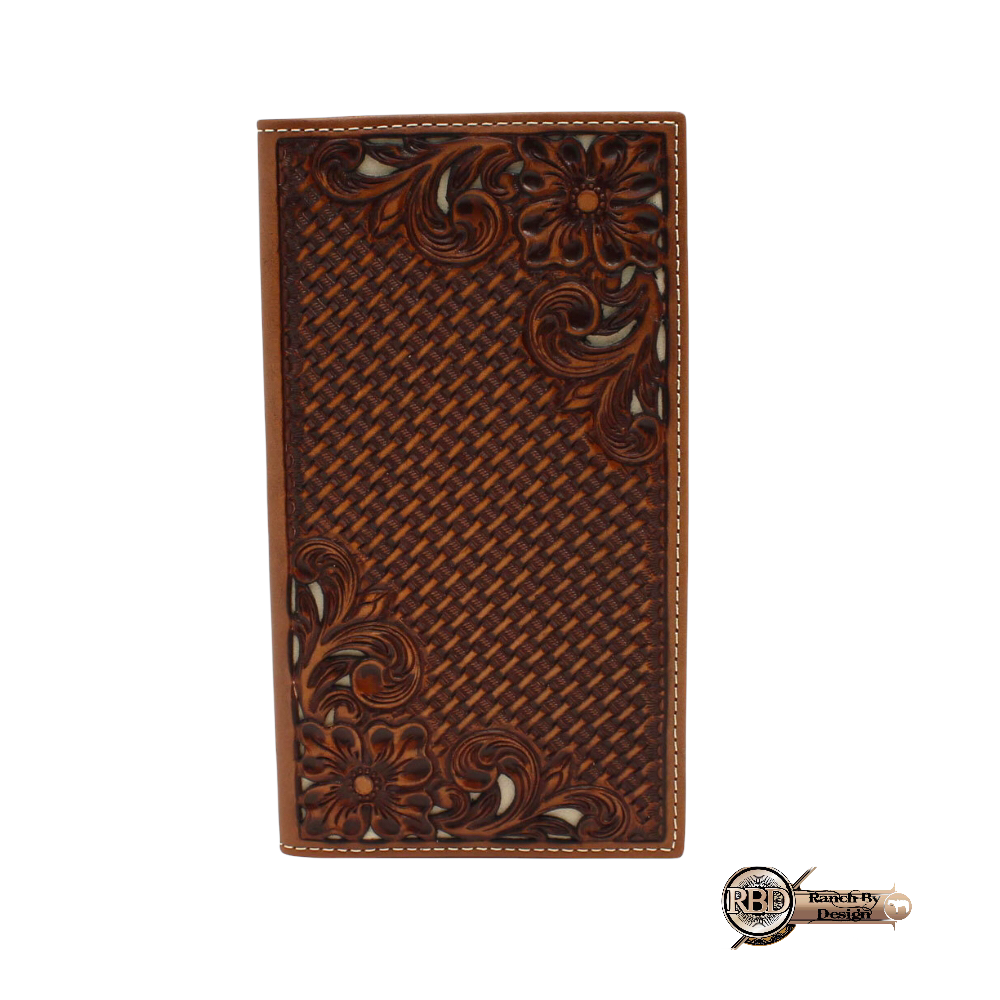 NOCONA RODEO BASKET WEAVE FLORAL TOOLED BROWN