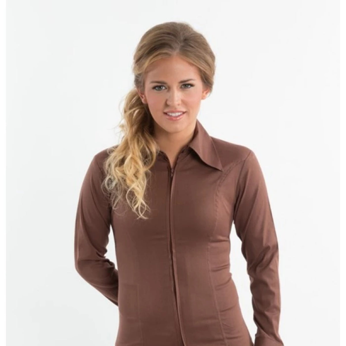 Chocolate Brown Zip up show shirt