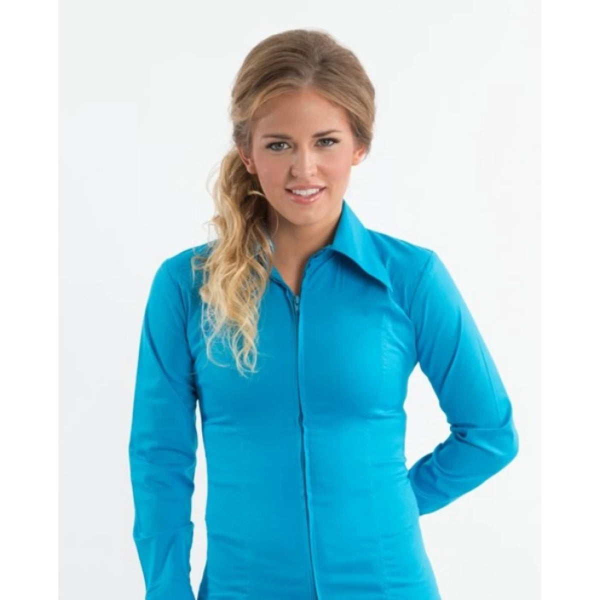 Turquoise Zip Up Show Shirt