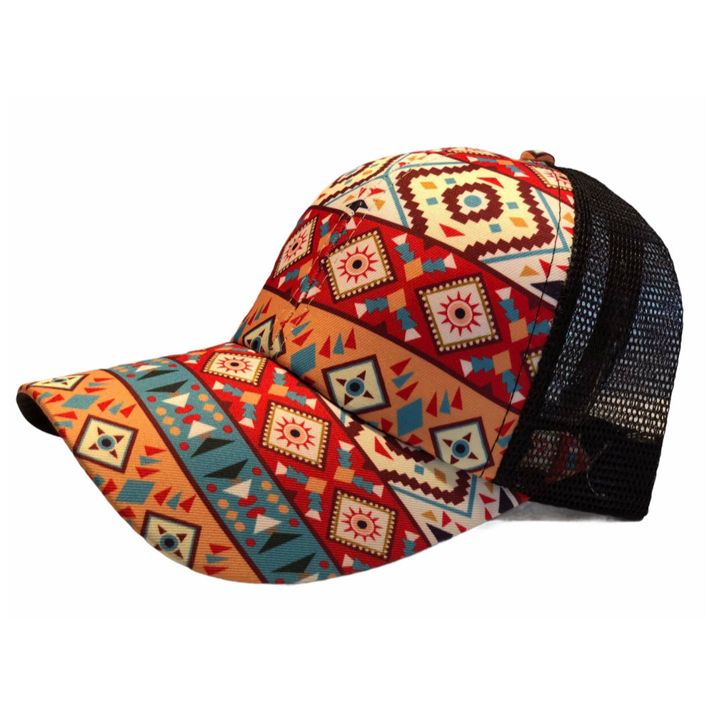 Ponytail Cap - Diamond Aztec