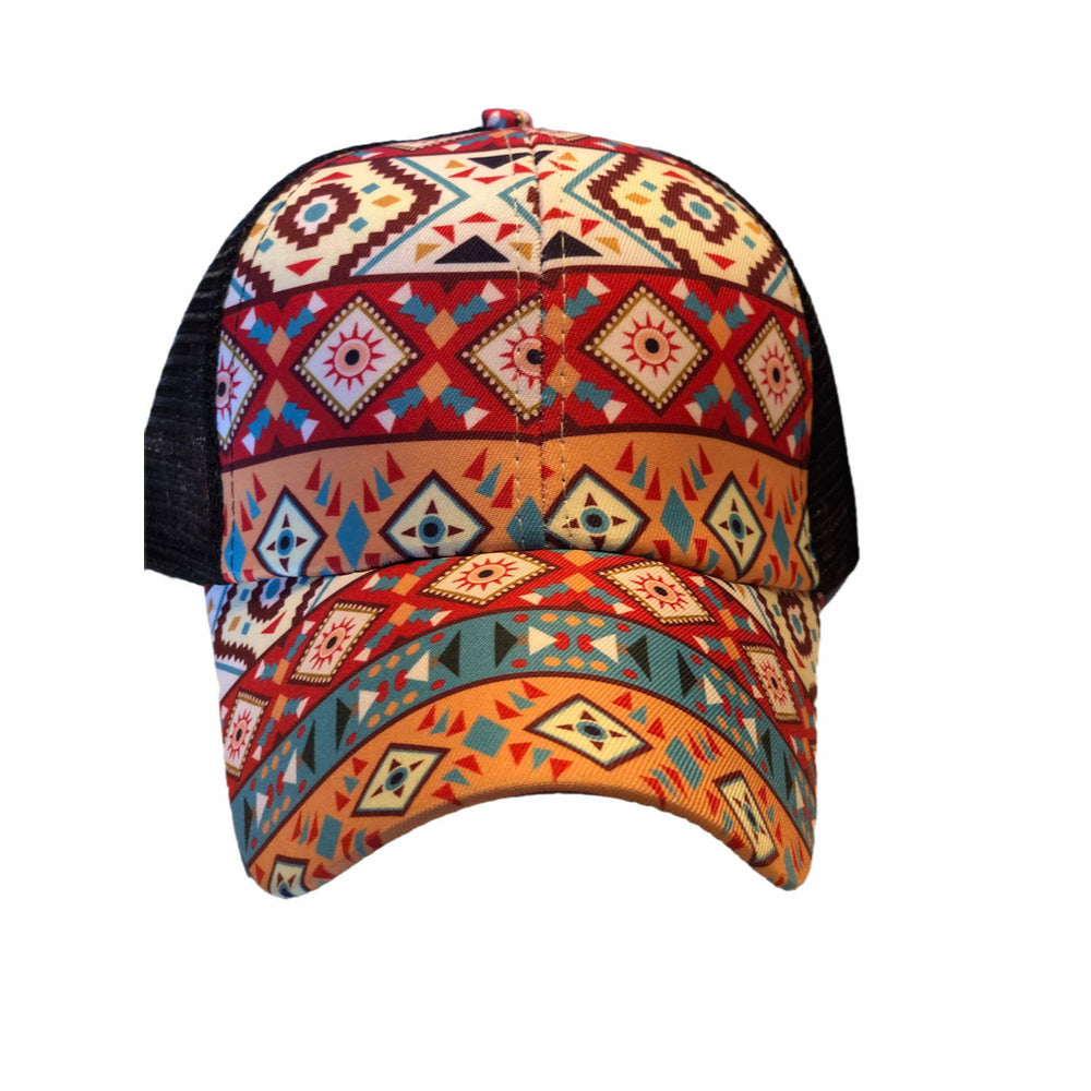 Ponytail Cap - Diamond Aztec