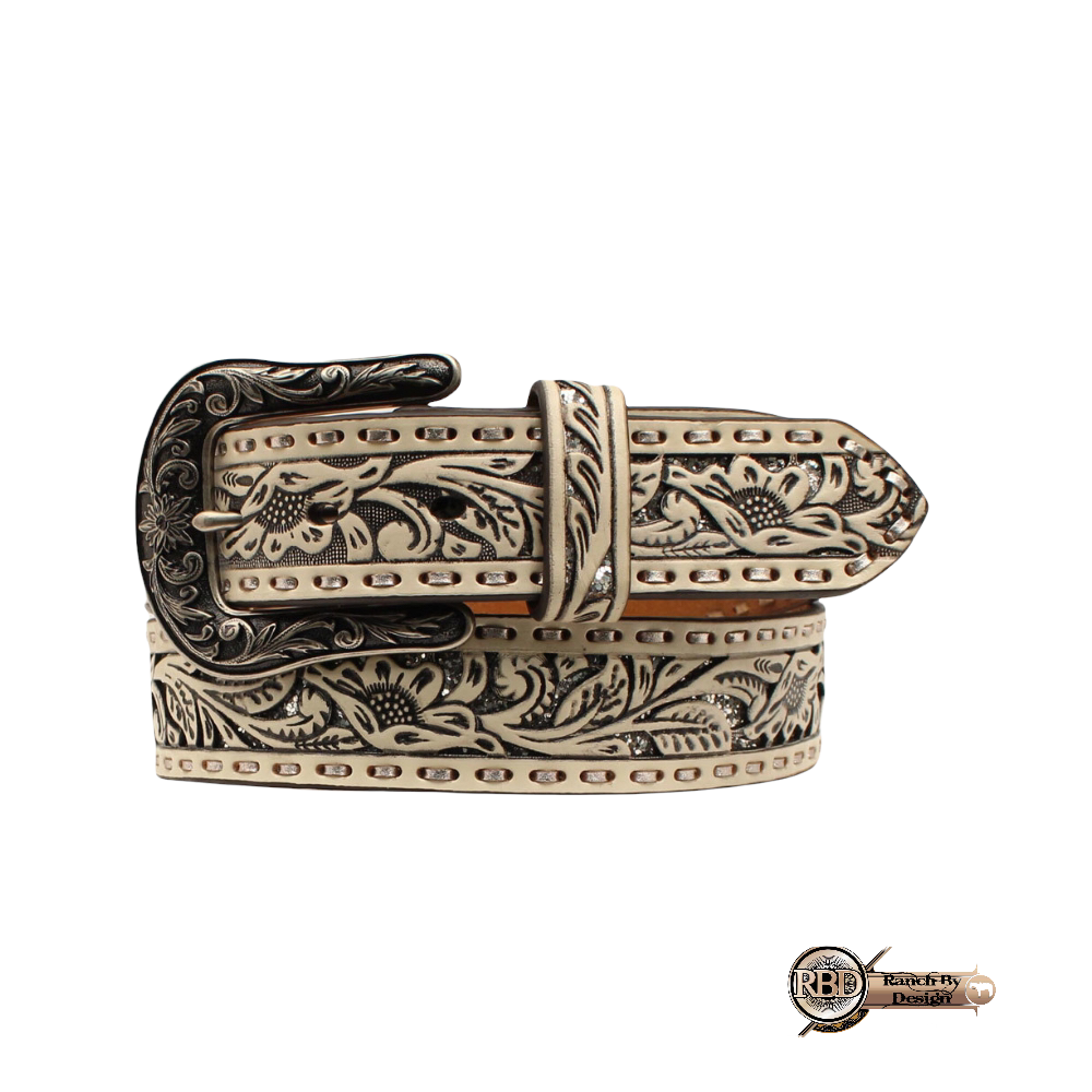 ARIAT 1 1/2 WHITE PIERCED SILVER GLITTER UNDERLAY