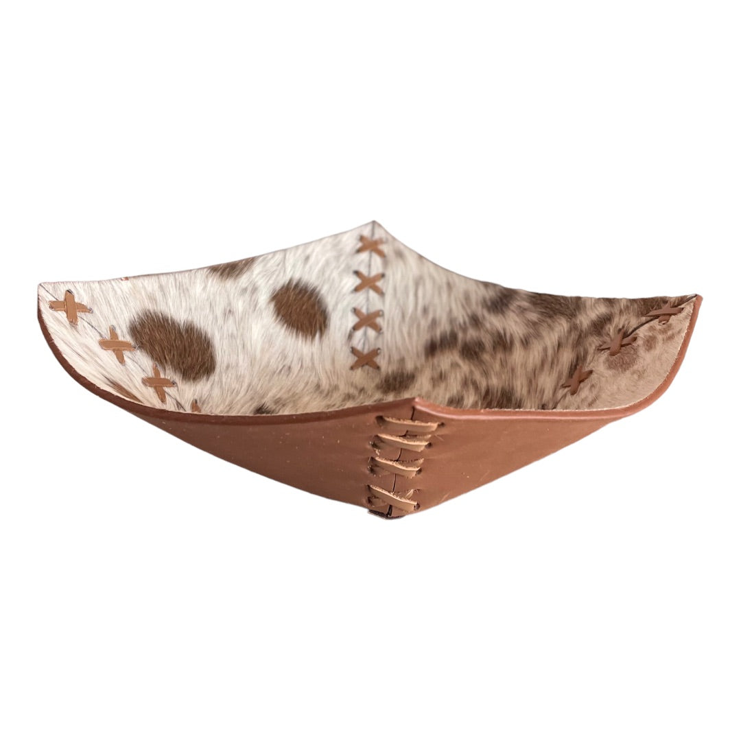 Genuine Cowhide and Leather Cross-stitched Bowls