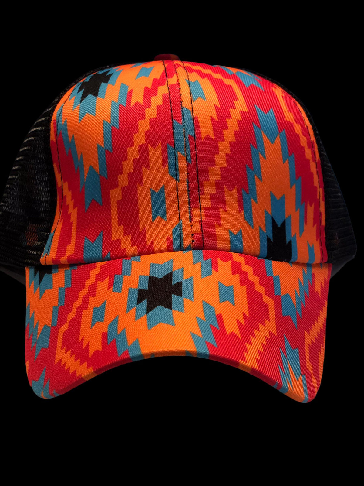 Ponytail Cap -Orange Navajo