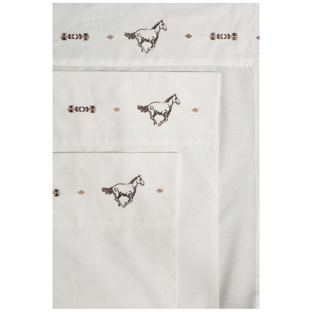 Embroidered Horse Sheet Set 100% Cotton