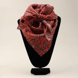 100% SILK WILD RAG - WESTERN FLORAL RED