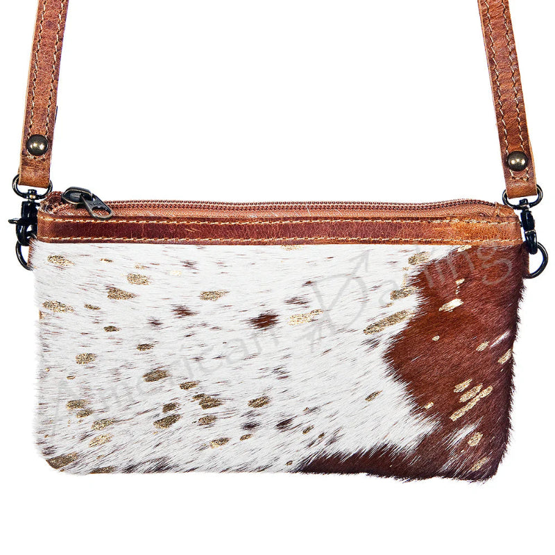 AMERICAN DARLING CROSS BODY BAG BROWN & METALIC COWHIDE