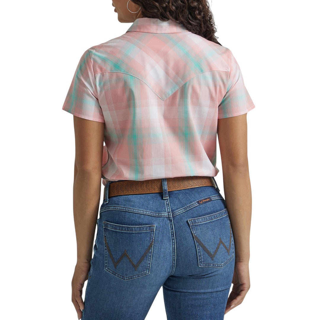 WRANGLER WEST WOMENS SS PINK PLAID