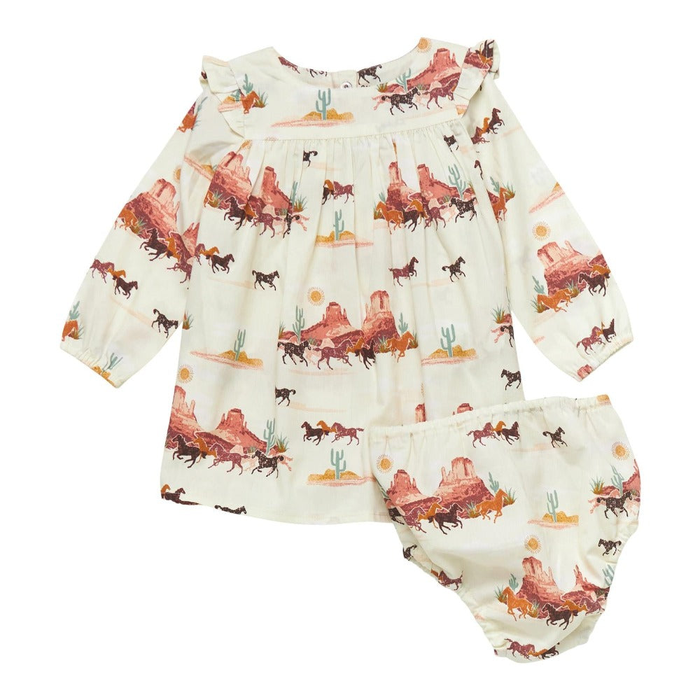 WRANGLER BABY GIRL LS DRESS - DESERT HORSES