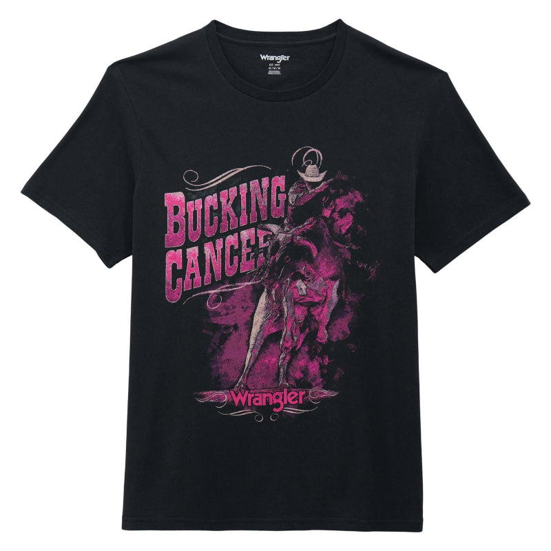 WRANGLER® MENS "BUCKING CANCER" BLACK T-SHIRT