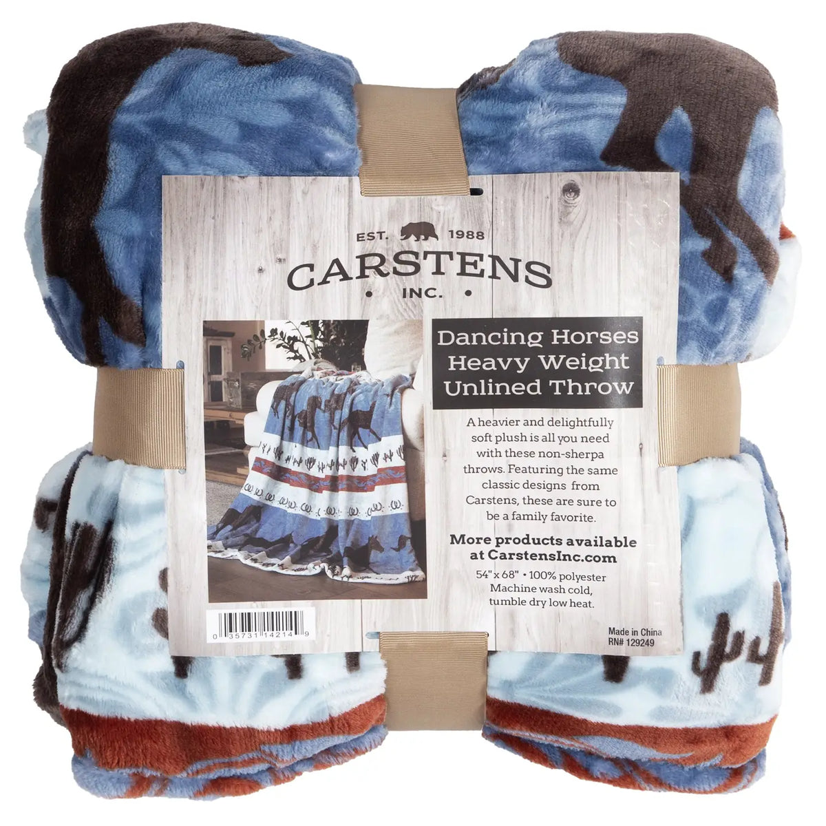 DANCING HORSES HEAVY WEIGHT UNLINED THROW