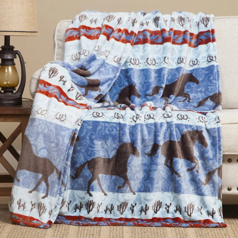 DANCING HORSES HEAVY WEIGHT UNLINED THROW