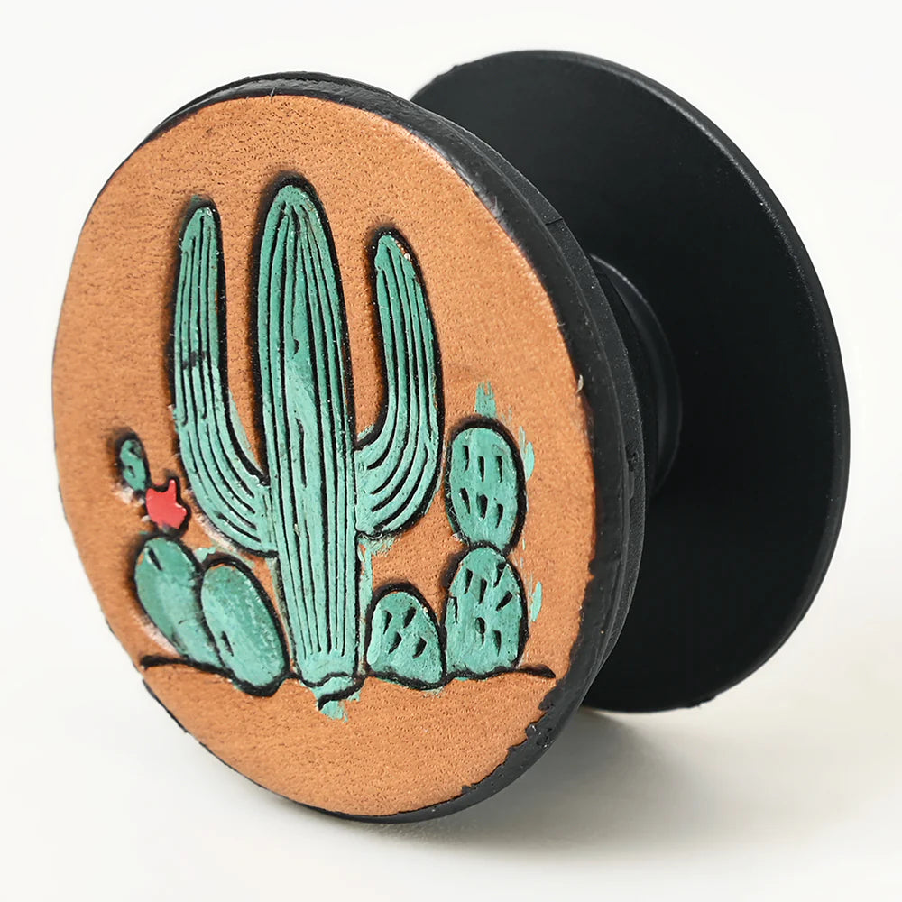 AMERICAN DARLING TOOLED LEATHER PHONE SOCKET - CACTUS