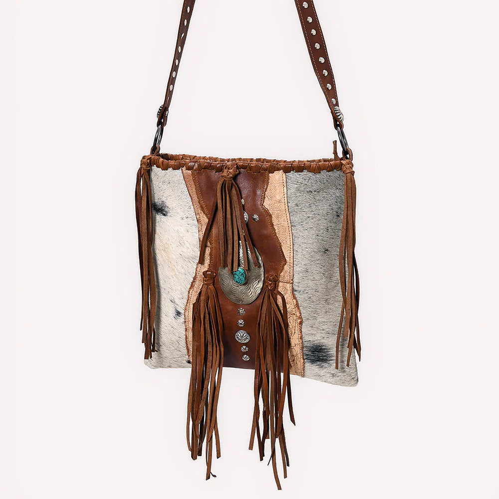 AMERICAN DARLING GENUINE LEATHER AND HAIR ON HANDBAG