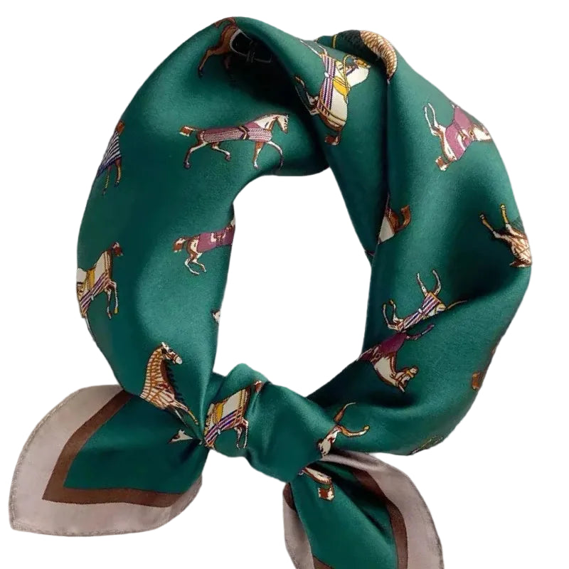 100% SILK 21 X 21 SQUARE SCARF GREEN