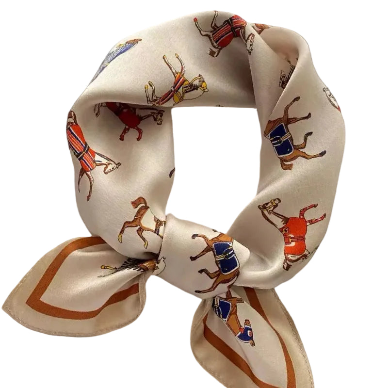 100% SILK 21 X 21 SQUARE SCARF TAN