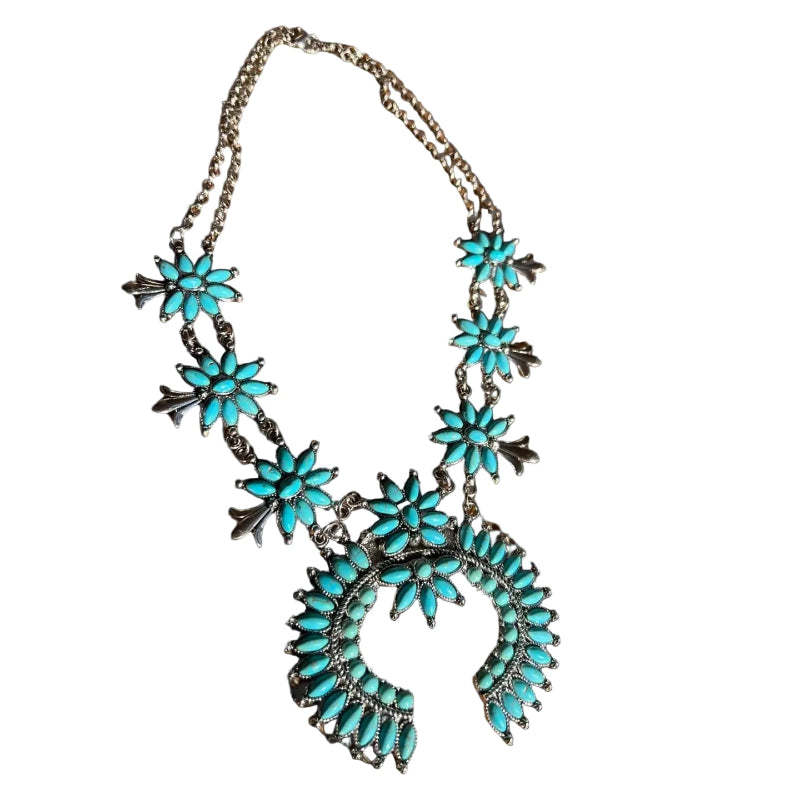 SQUASH BLOSSOM TURQUOISE NECKLACE