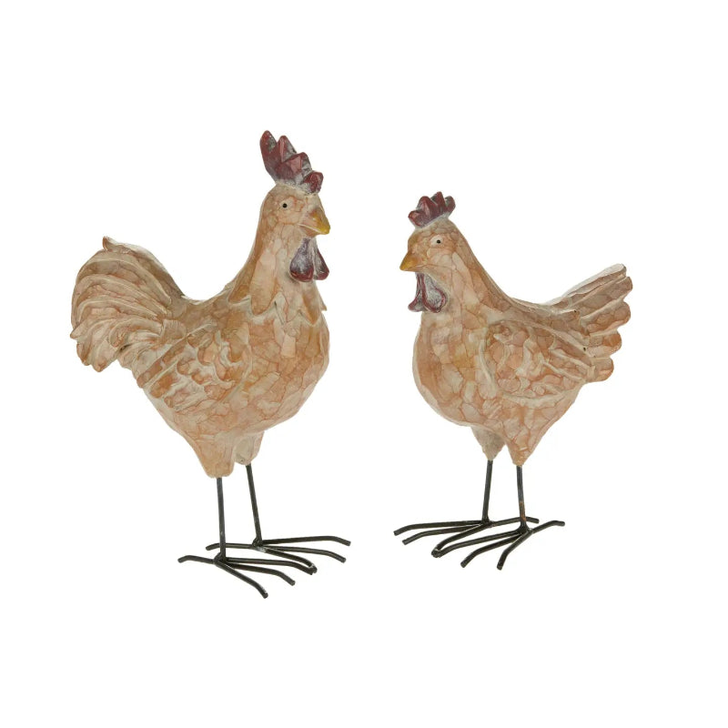 ASSORTED STANDING HEN AND ROOSTER (SET OF 2)