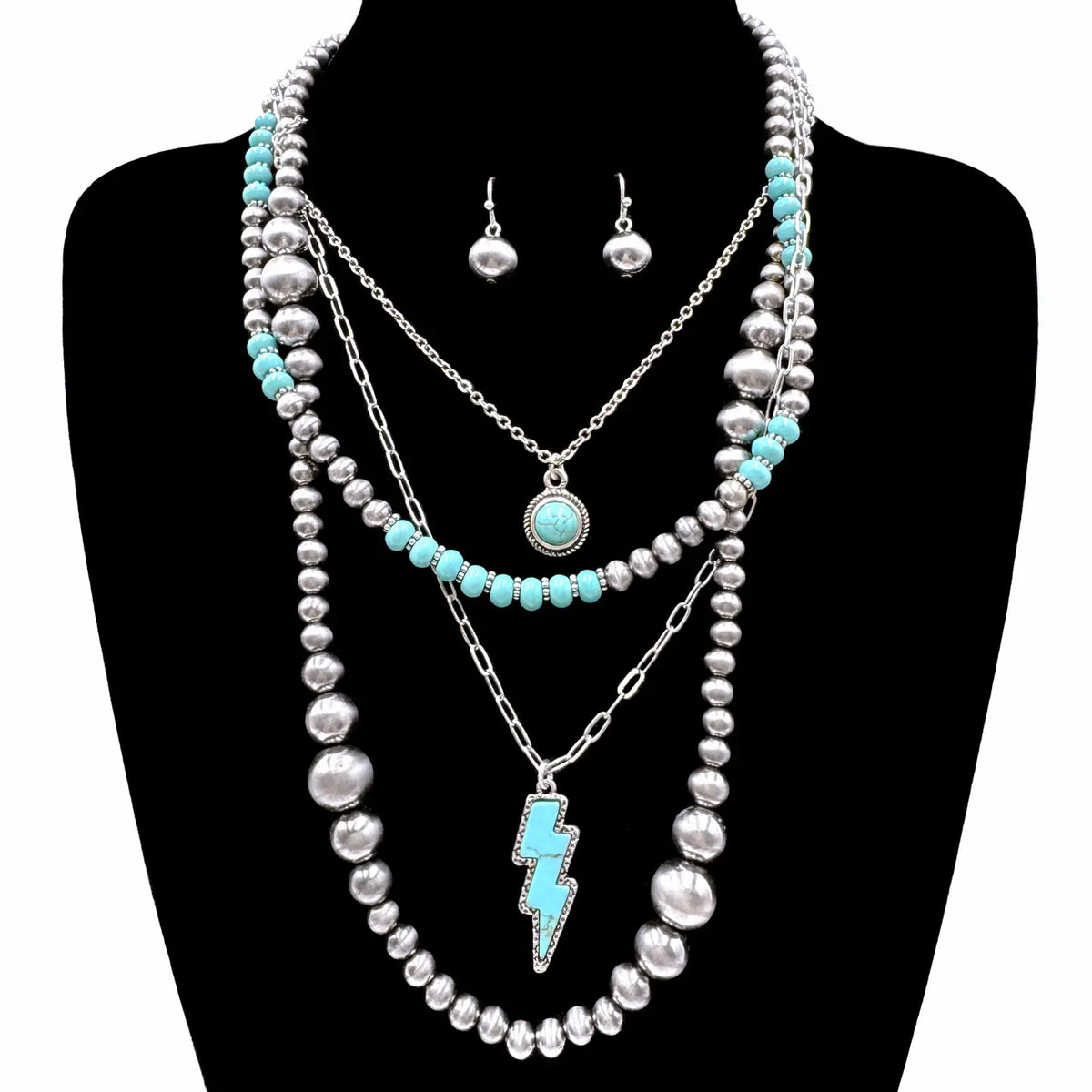 LIGHTNING BOLT 4 PC NECKLACE