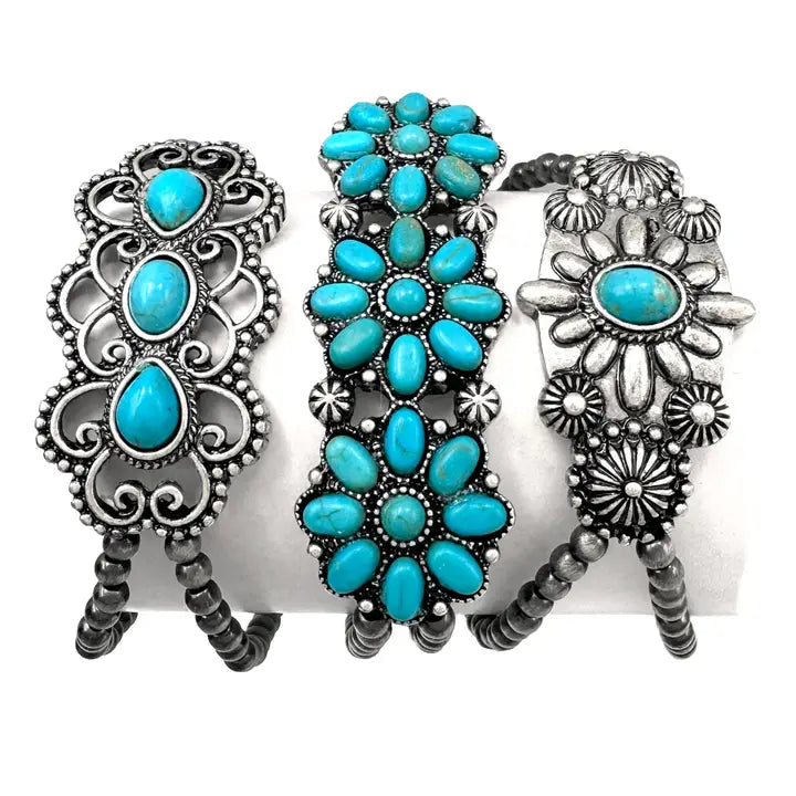 NAVAJO TURQUOISE 3 PC STRETCH BRACELET