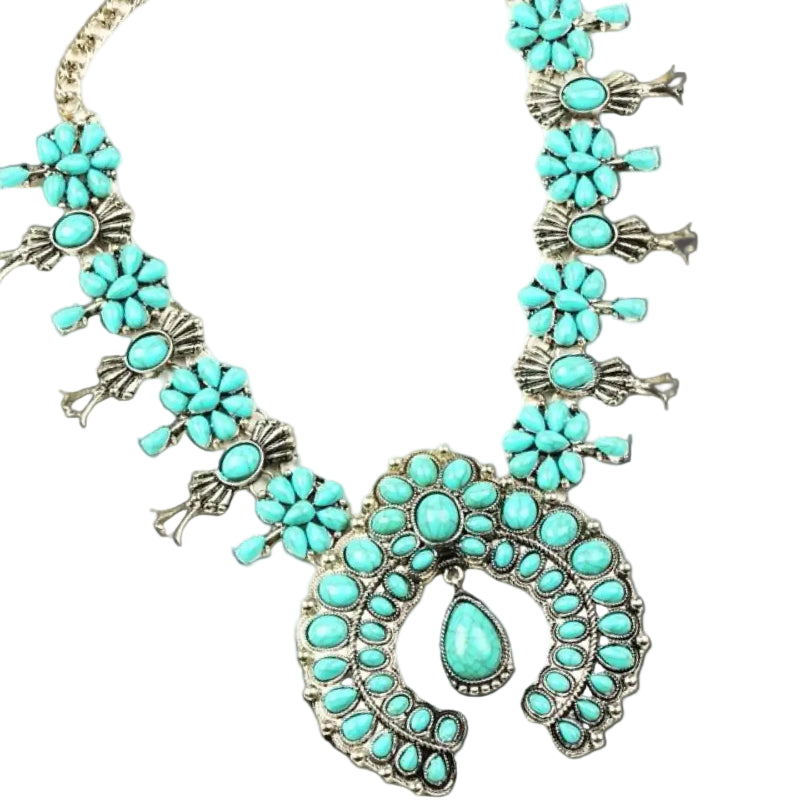 SQUASH BLOSSOM TURQUOISE NECKLACE