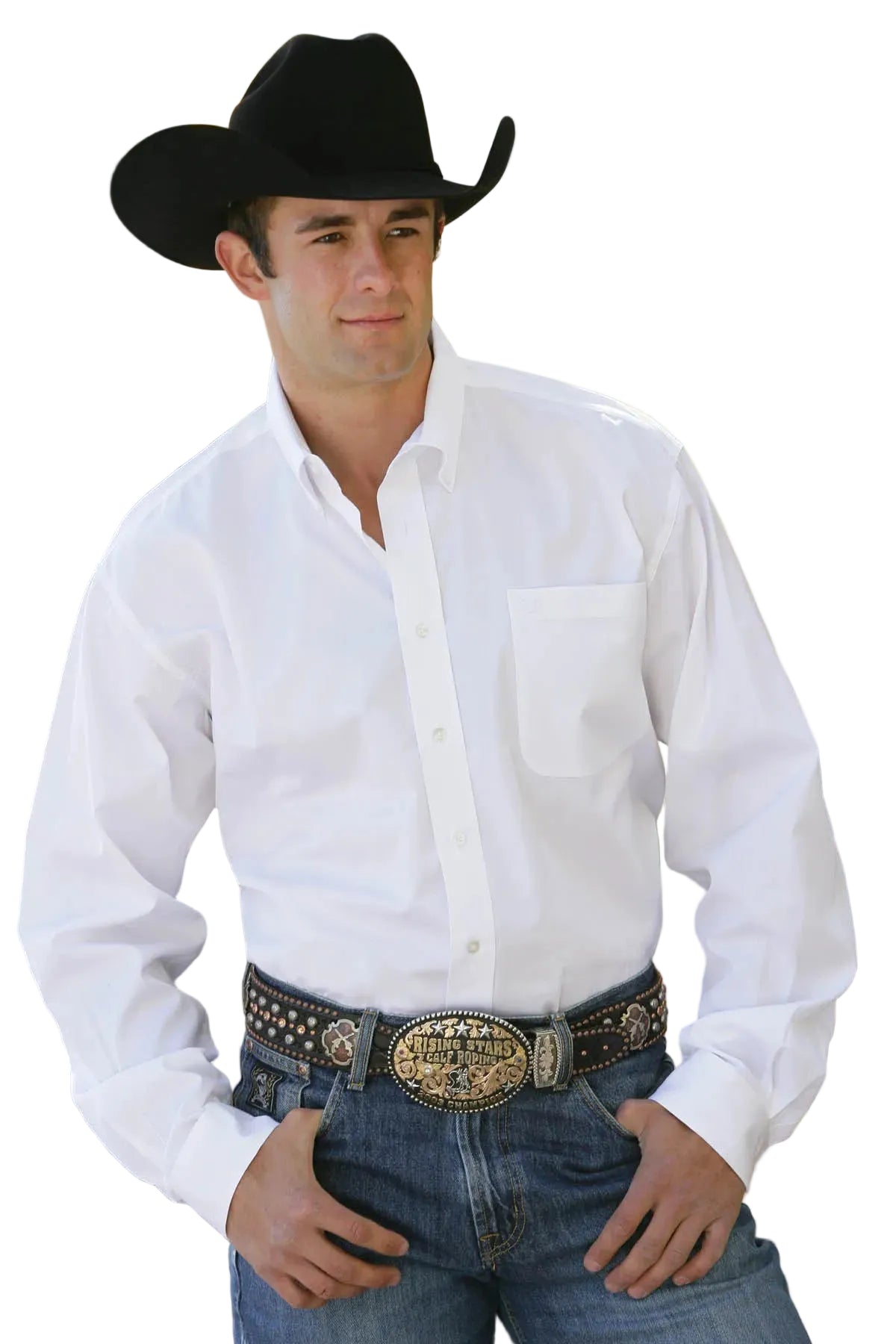 CINCH MEN'S L/S  SOLID WHITE