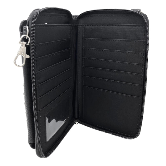 FRINGE CROSSBODY PHONE WALLET BLACK