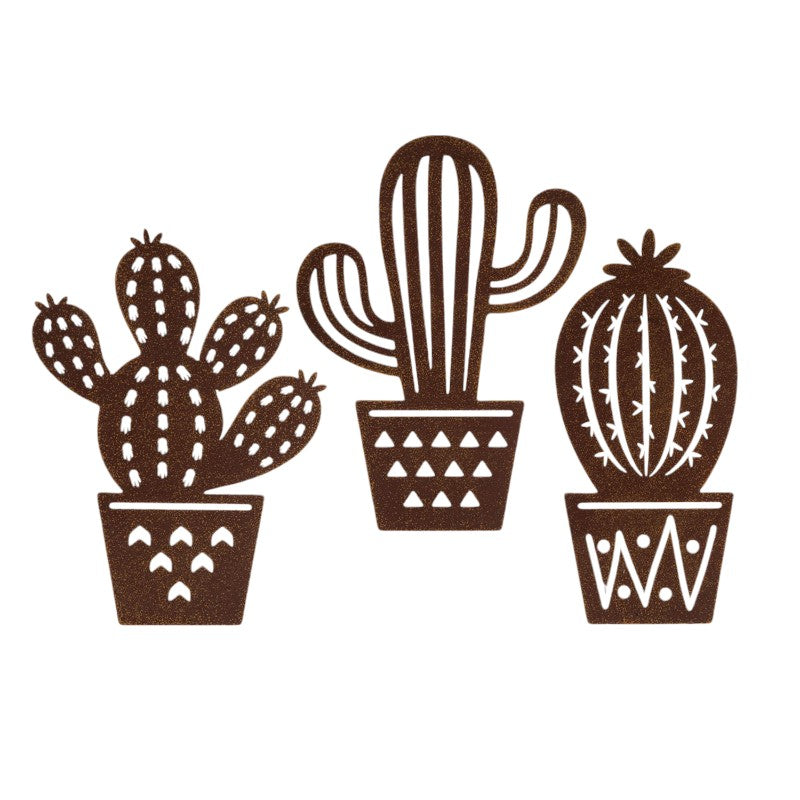 3 PC METAL CACTUS WALL DECOR