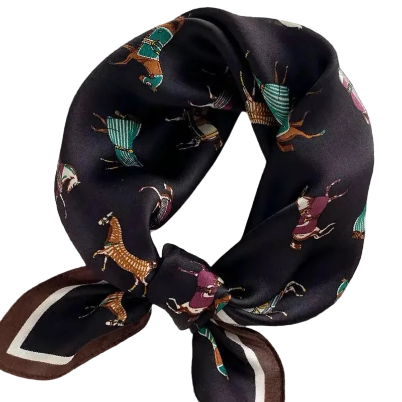 100% SILK 21 X 21 SQUARE SCARF BLACK