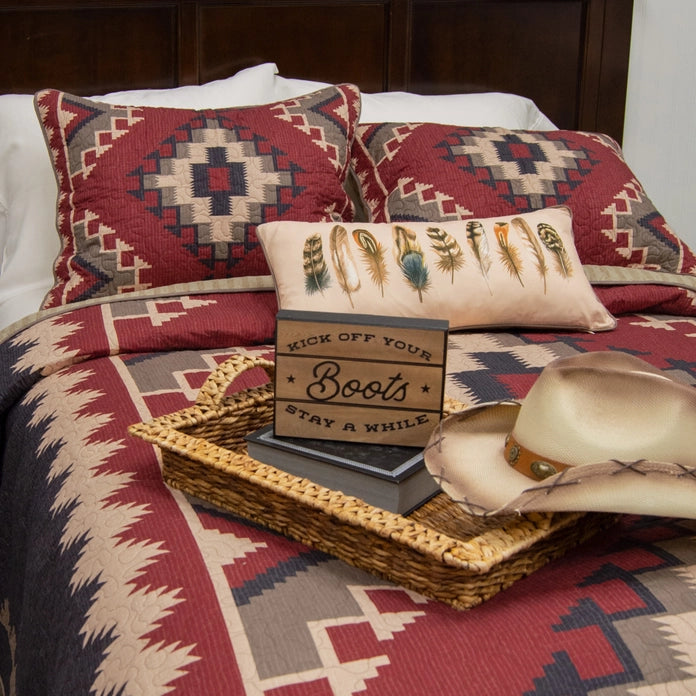 MOJAVE RED 3 PC QUILTED BEDDING SET